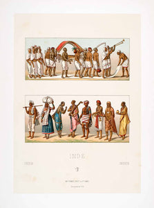 1888 Chromolithograph Banjara Costume India Funeral Verna Caste Lambadi LCH2