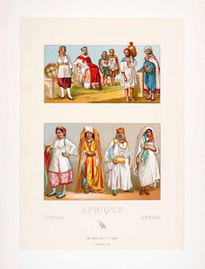 1888 Chromolithograph Costume Algeria Tunisia Evil Eye Child Moor LCH2