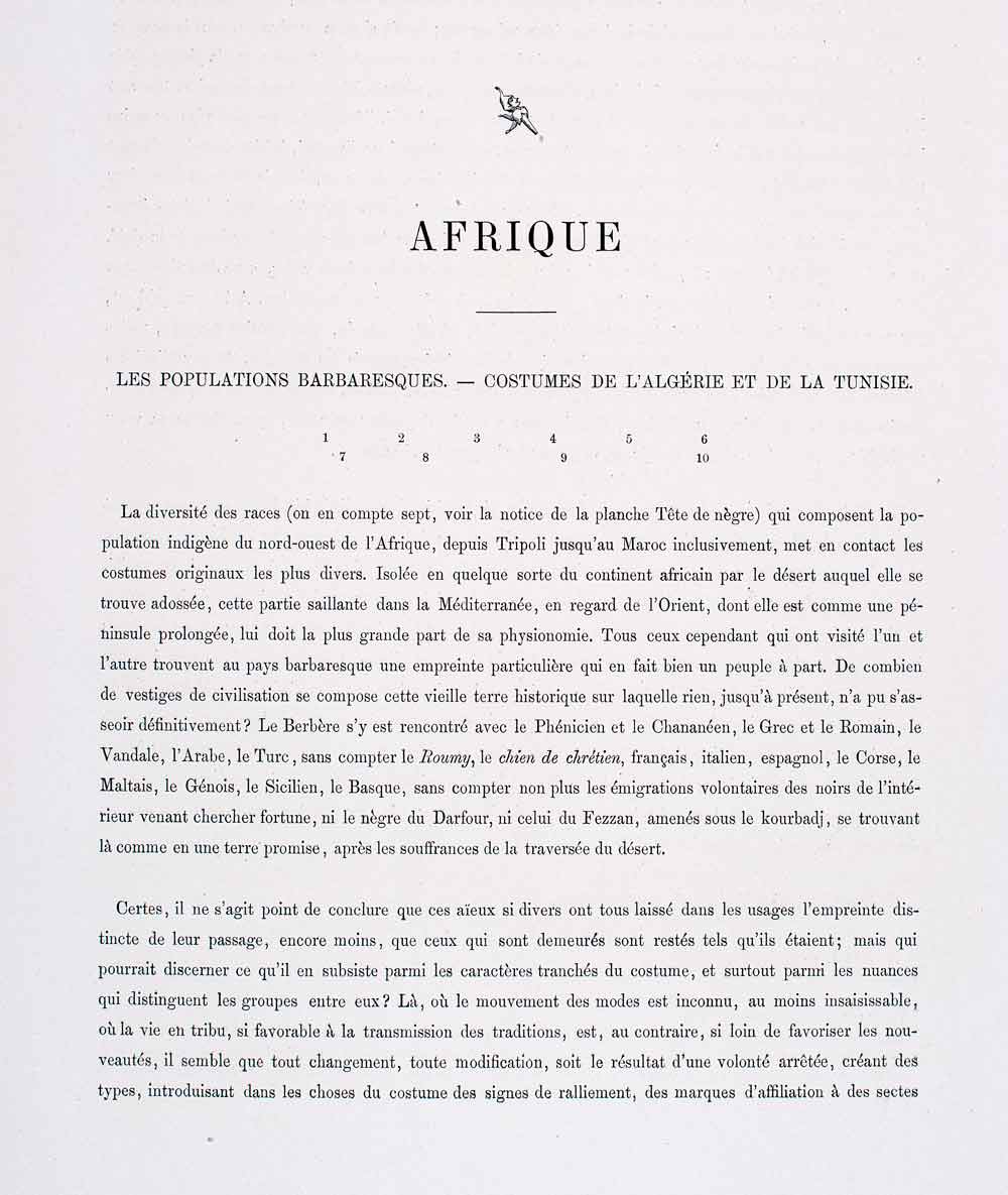 1888 Chromolithograph Costume Algeria Tunisia Evil Eye Child Moor LCH2