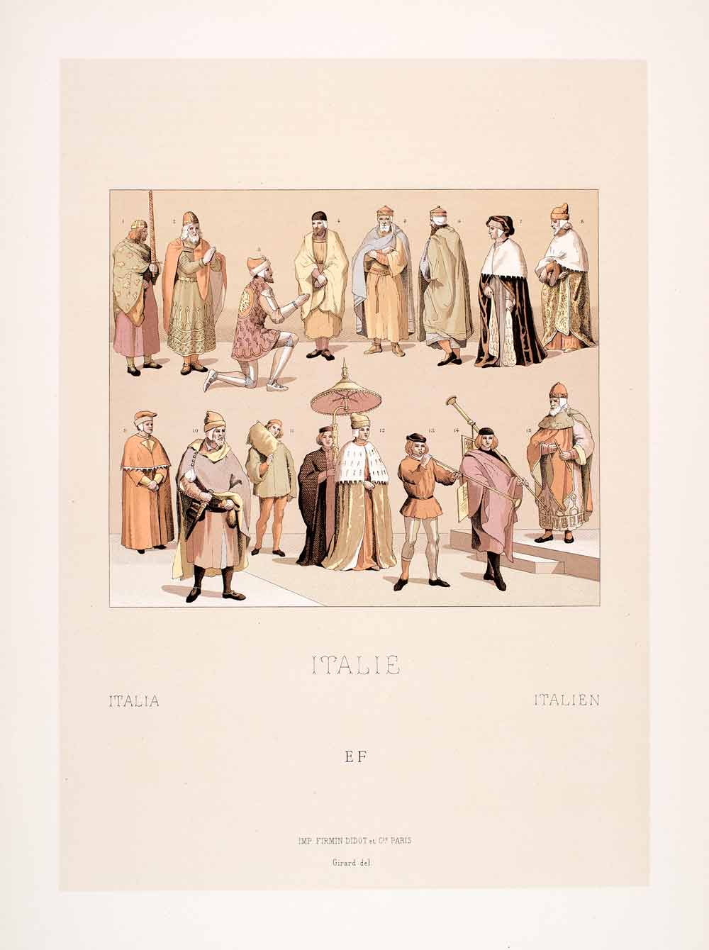 1888 Chromolithograph Doge Venice Costume Jew Historical Corno Ducale LCH2