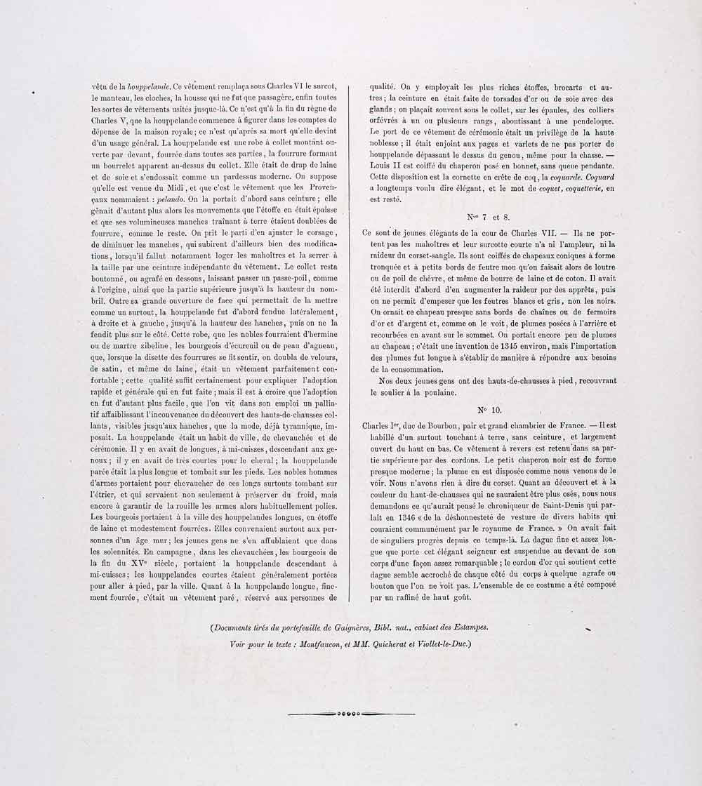 1888 Chromolithograph Medieval French Nobility Costume Historical Figures LCH3