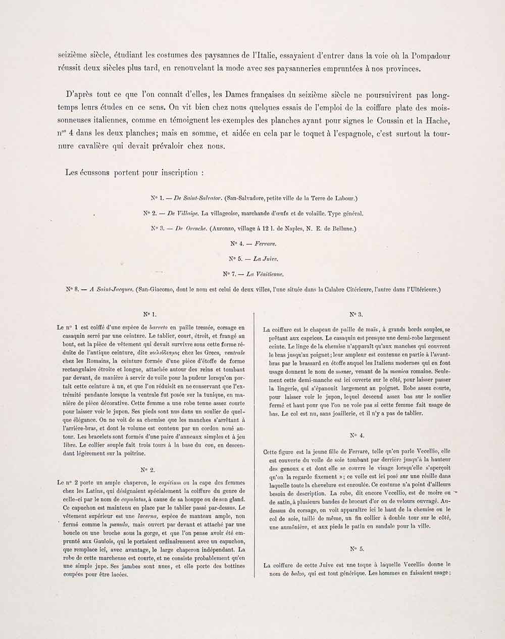 1888 Chromolithograph Fashion Italy 16th Century Renaissance Dress Headgear LCH3