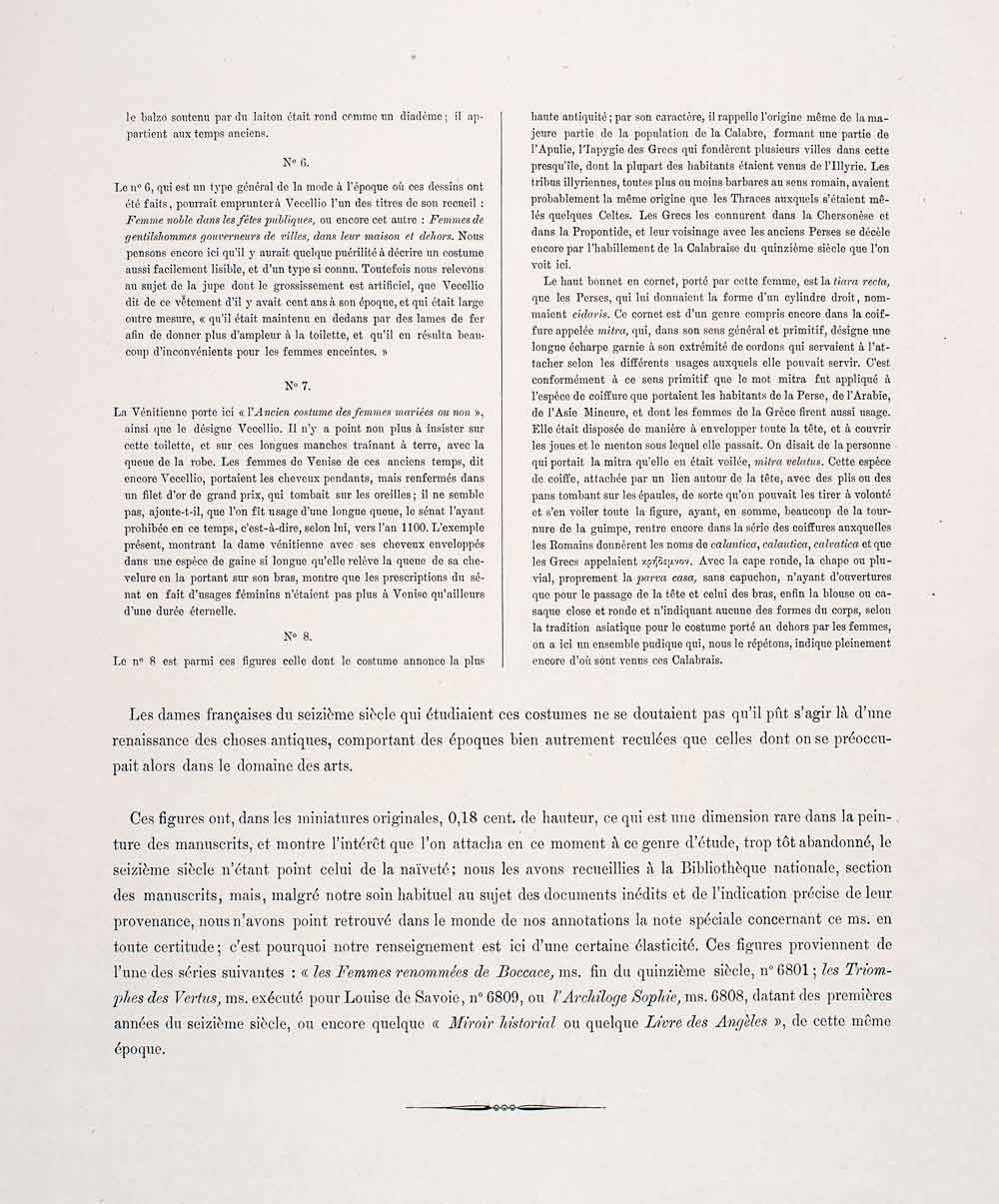 1888 Chromolithograph Fashion Italy 16th Century Renaissance Dress Headgear LCH3