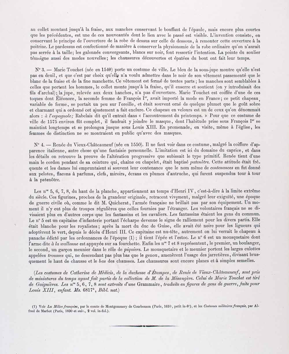 1888 Chromolithograph Nobility Dress Uniform Solider France 16th Century LCH3