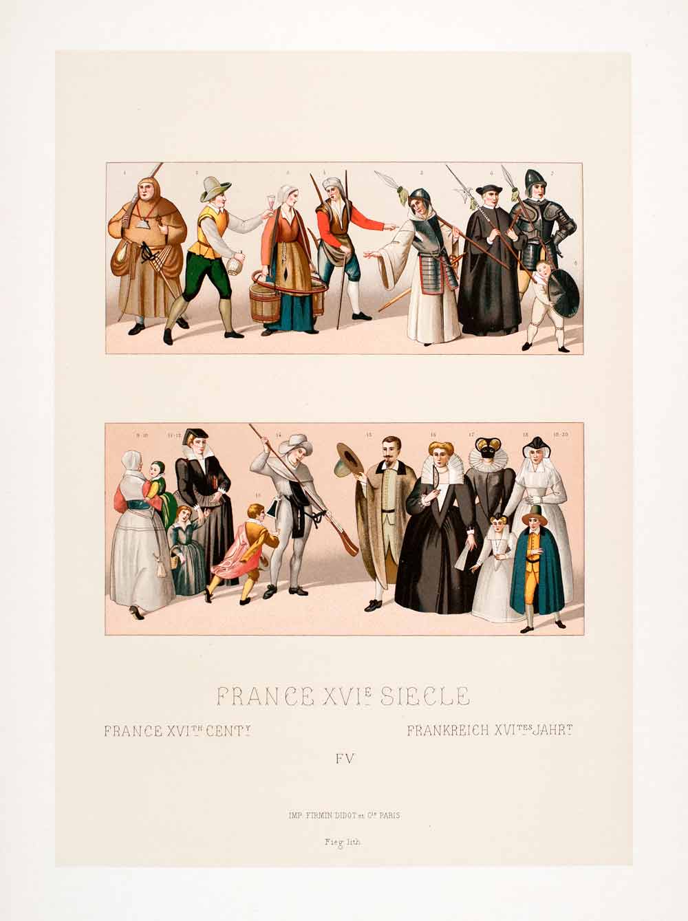 1888 Chromolithograph 16th Century Fashion Costume Child Holy League Paris LCH3