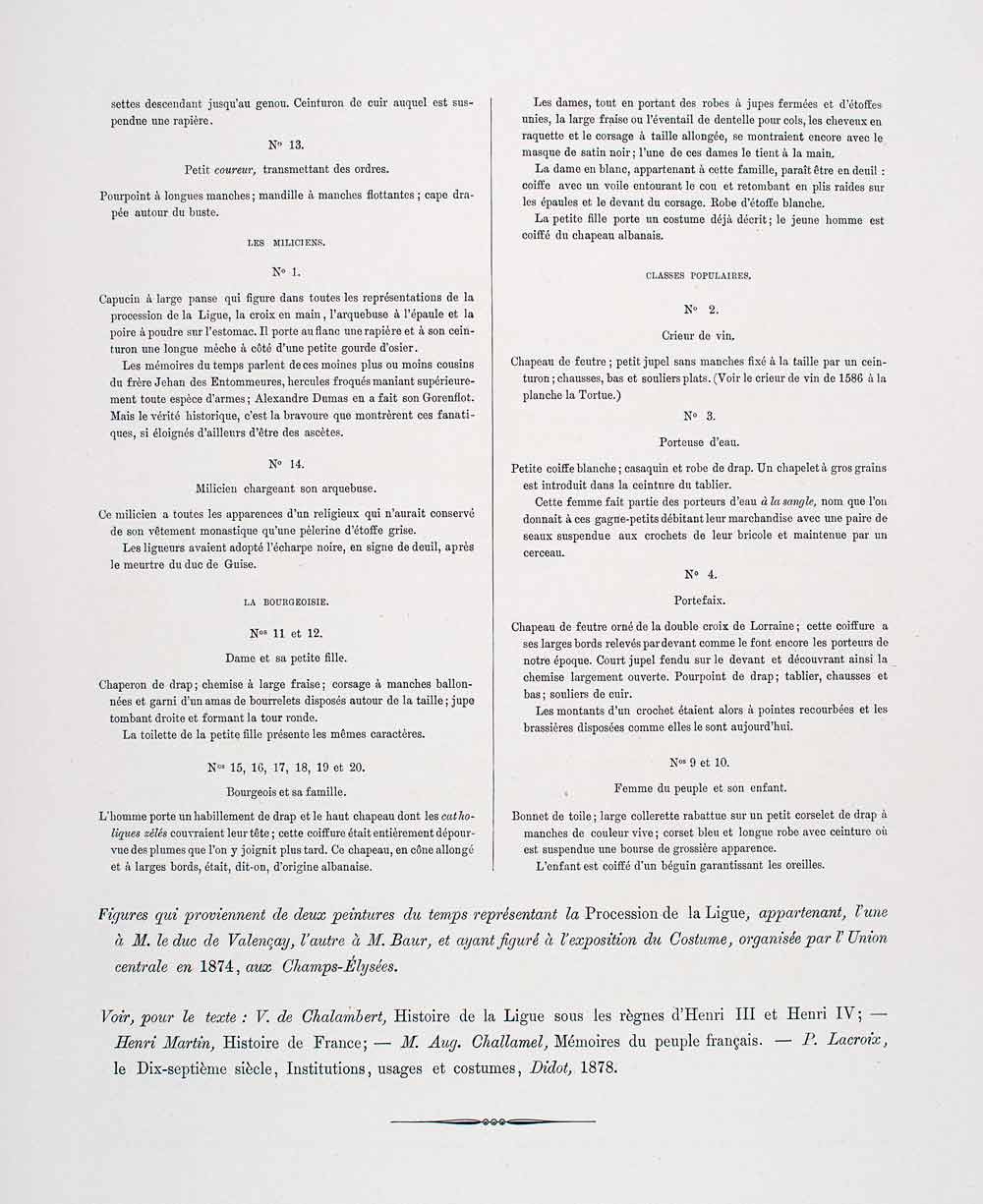 1888 Chromolithograph 16th Century Fashion Costume Child Holy League Paris LCH3