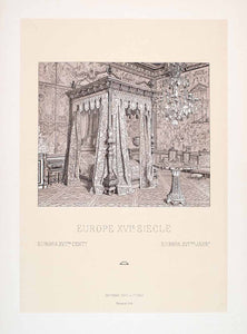 1888 Chromolithograph Fontainebleau Bedroom 16th Century Chandelier LCH3
