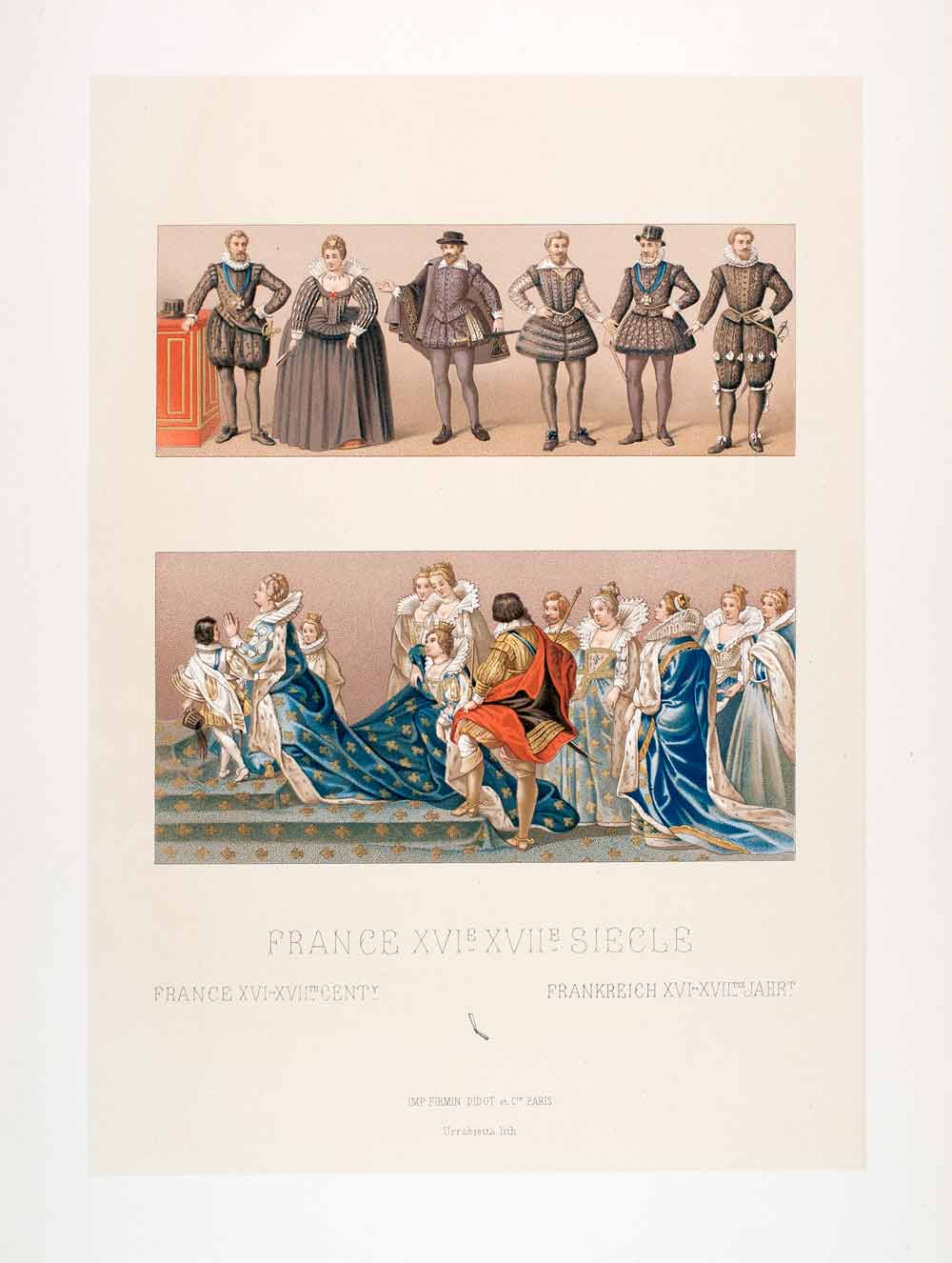 1888 Chromolithograph France Costume Marguerite Henri IV Marie Medici LCH4