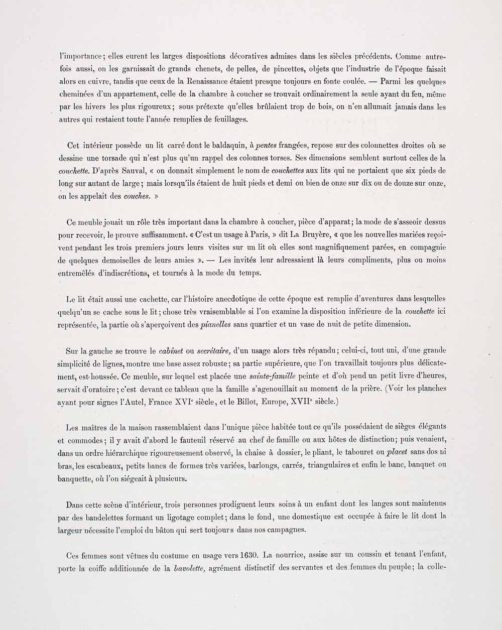 1888 Chromolithograph Louis Bedroom Fireplace Chest Interior Costume LCH4