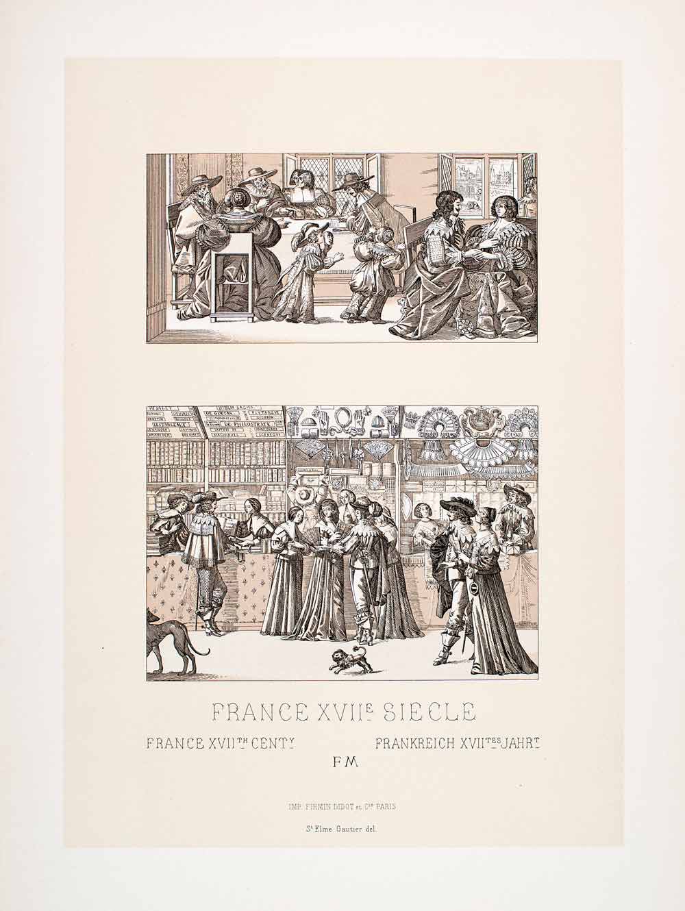 1888 Chromolithograph Marriage Bourgeois France 17th Century Costume Dress LCH4