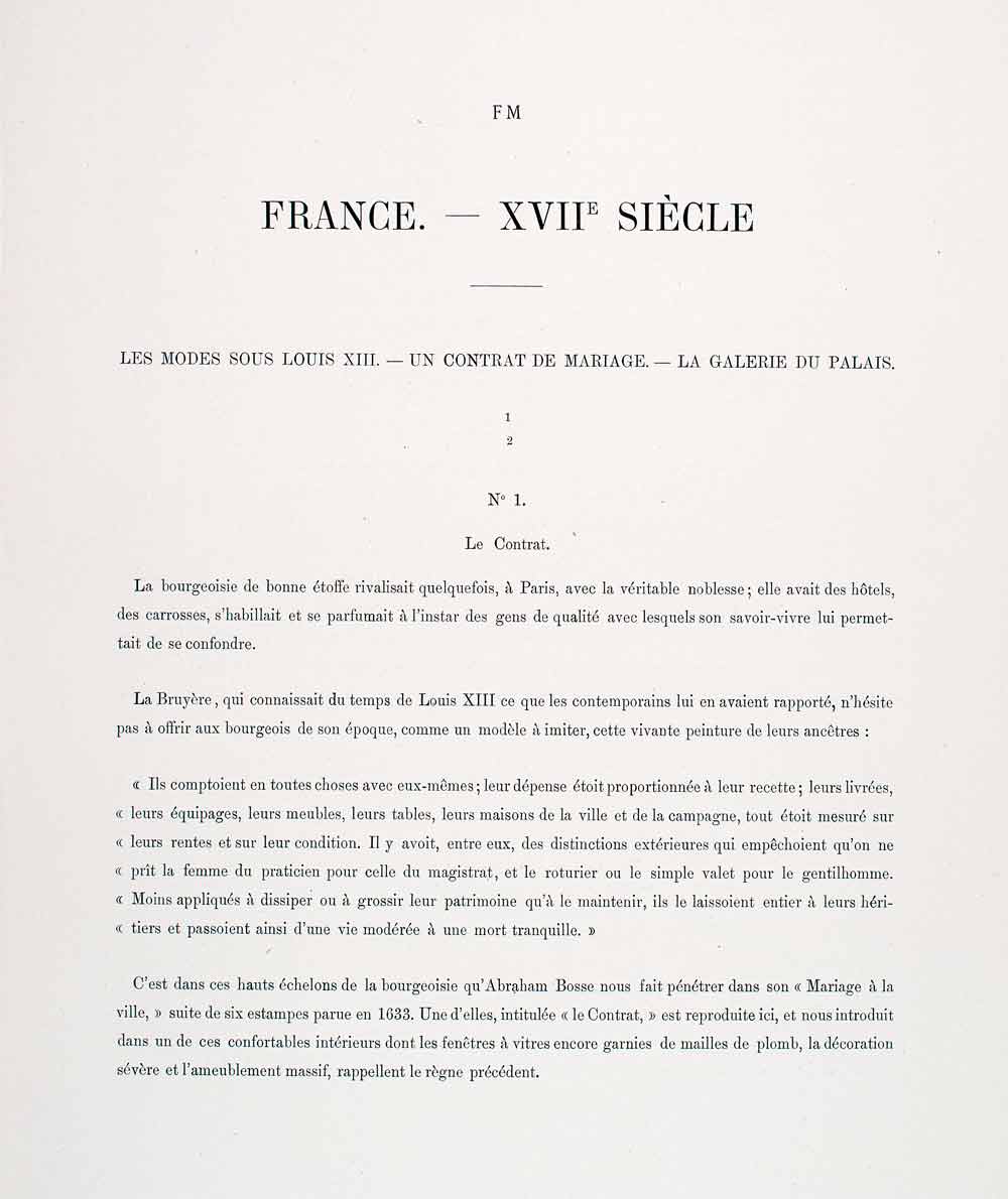 1888 Chromolithograph Marriage Bourgeois France 17th Century Costume Dress LCH4