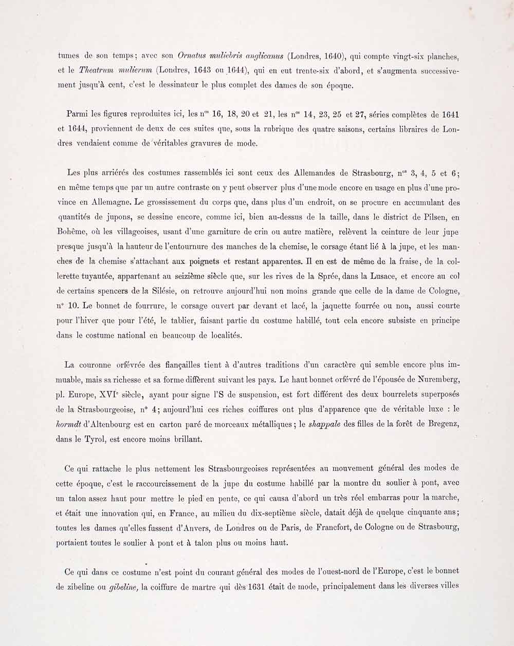 1888 Chromolithograph 17th Century Costume Hoop Skirt Fashion Huiken Crest LCH4