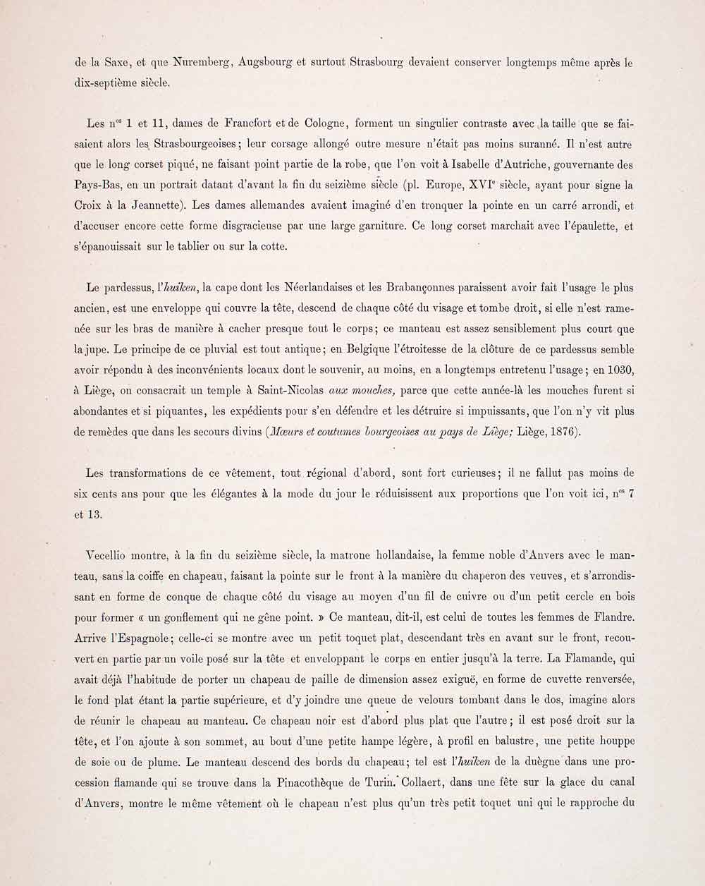 1888 Chromolithograph 17th Century Costume Hoop Skirt Fashion Huiken Crest LCH4