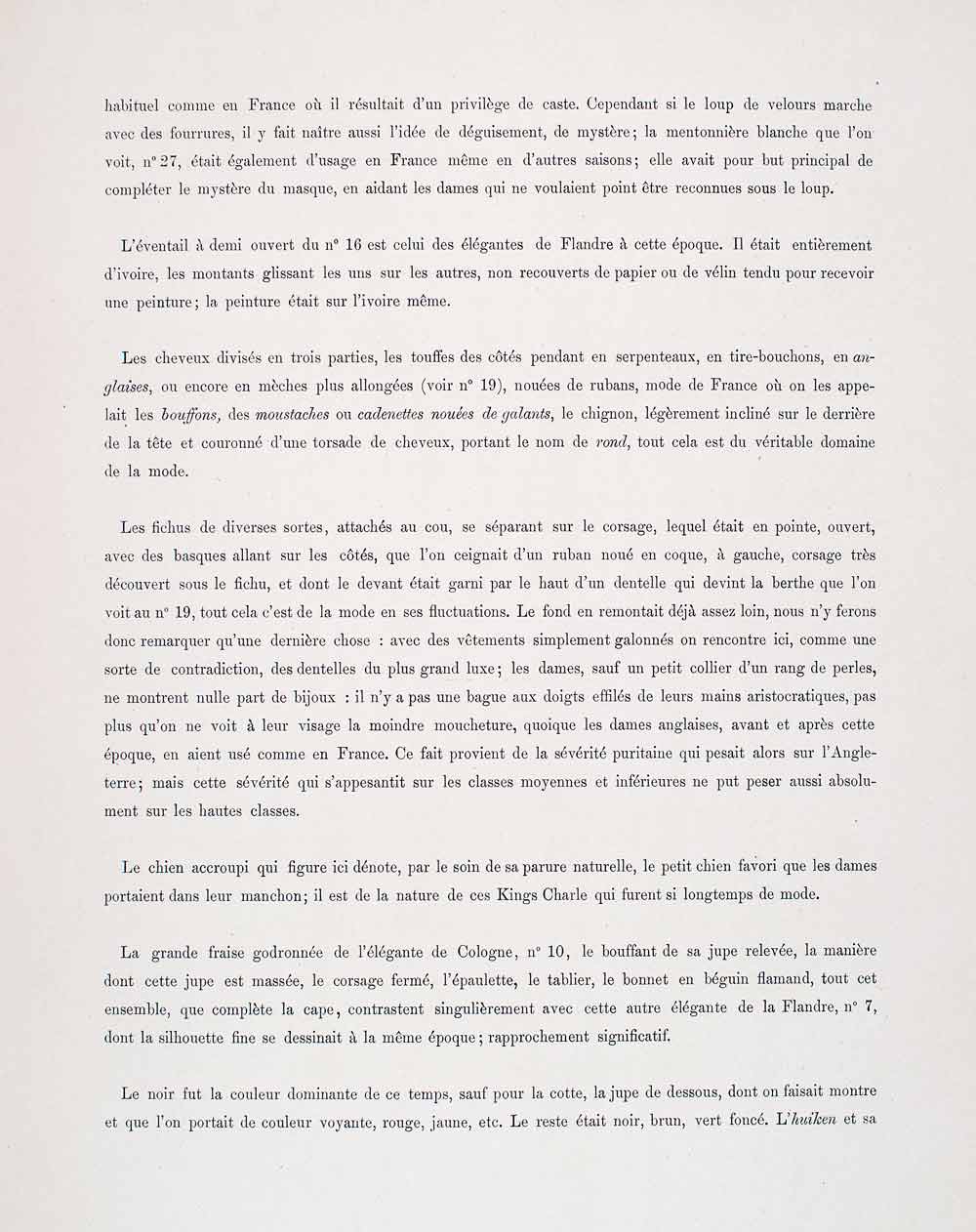 1888 Chromolithograph 17th Century Costume Hoop Skirt Fashion Huiken Crest LCH4