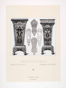 1888 Chromolithograph France 17th Century Pedestal Decorative Plinth LCH4