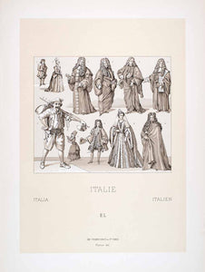 1888 Chromolithograph Italy Patrician Costume Venice Dress Style Merchant LCH4