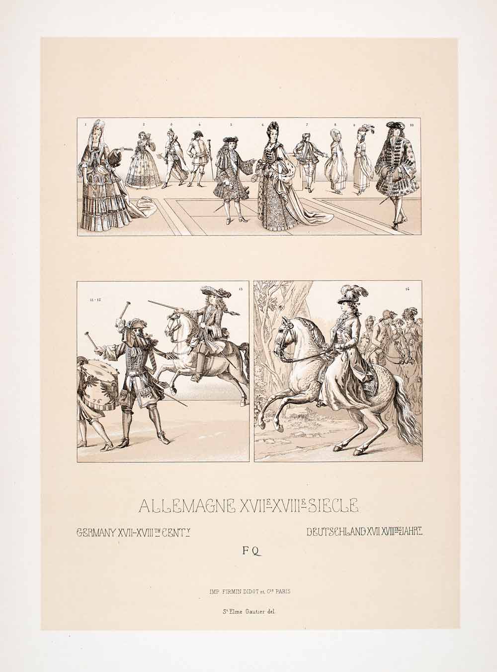 1888 Chromolithograph Costume Fashion Frederick Sophia Charlotte Prussia LCH4