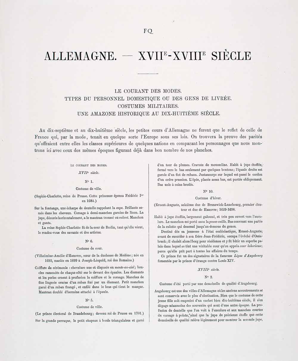 1888 Chromolithograph Costume Fashion Frederick Sophia Charlotte Prussia LCH4