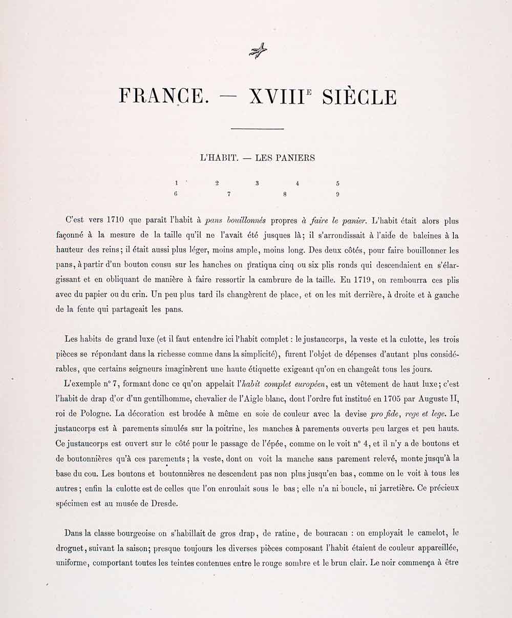 1888 Chromolithograph Pannier Dress Costume 18th Century Fashion Gown LCH4