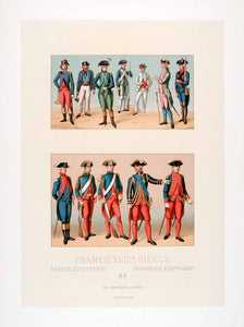1888 Chromolithograph Navy France 18th Century Uniform Costume Sailor LCH4