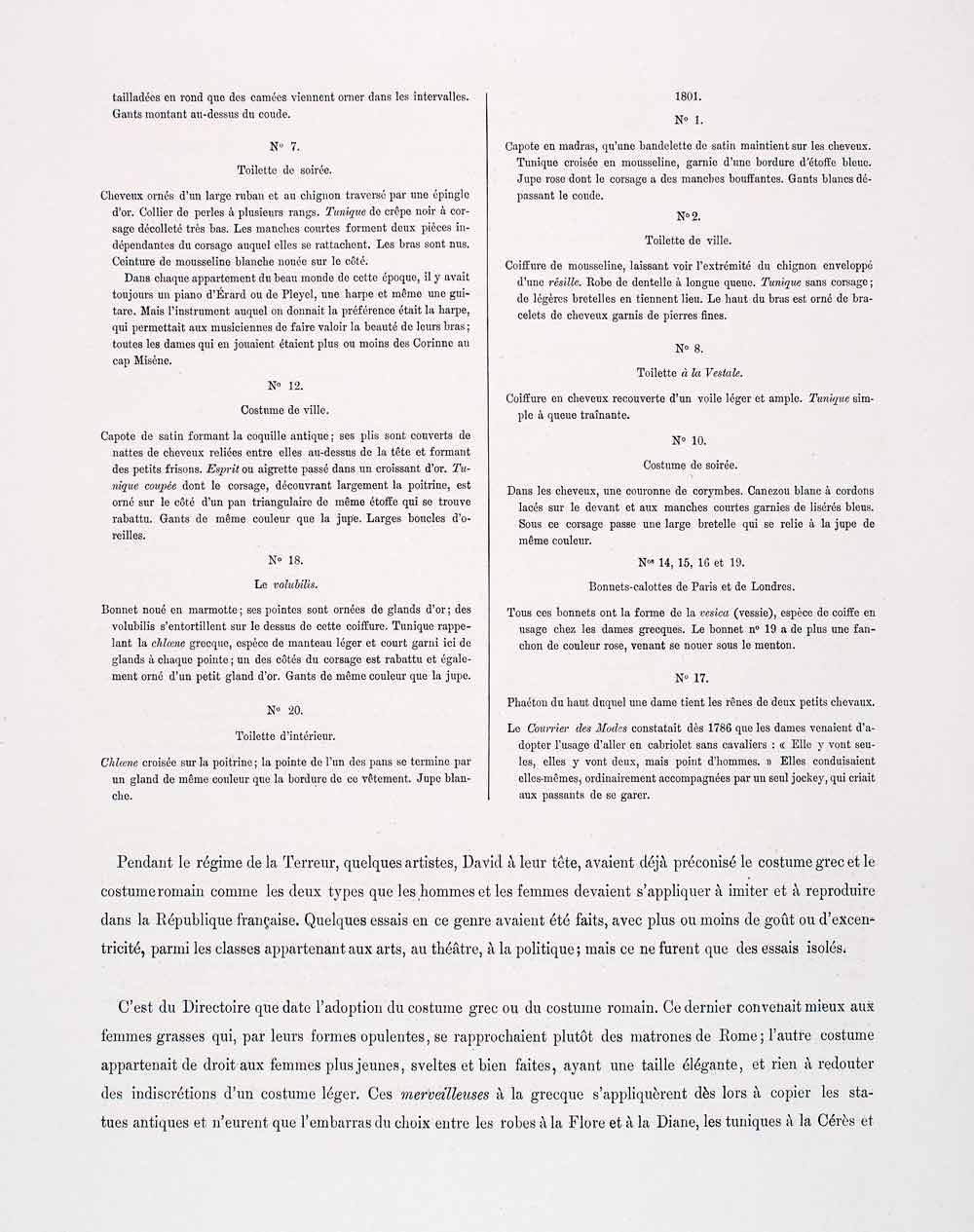 1888 Chromolithograph Fashion French Directory Consulat Neoclassical Dress LCH5