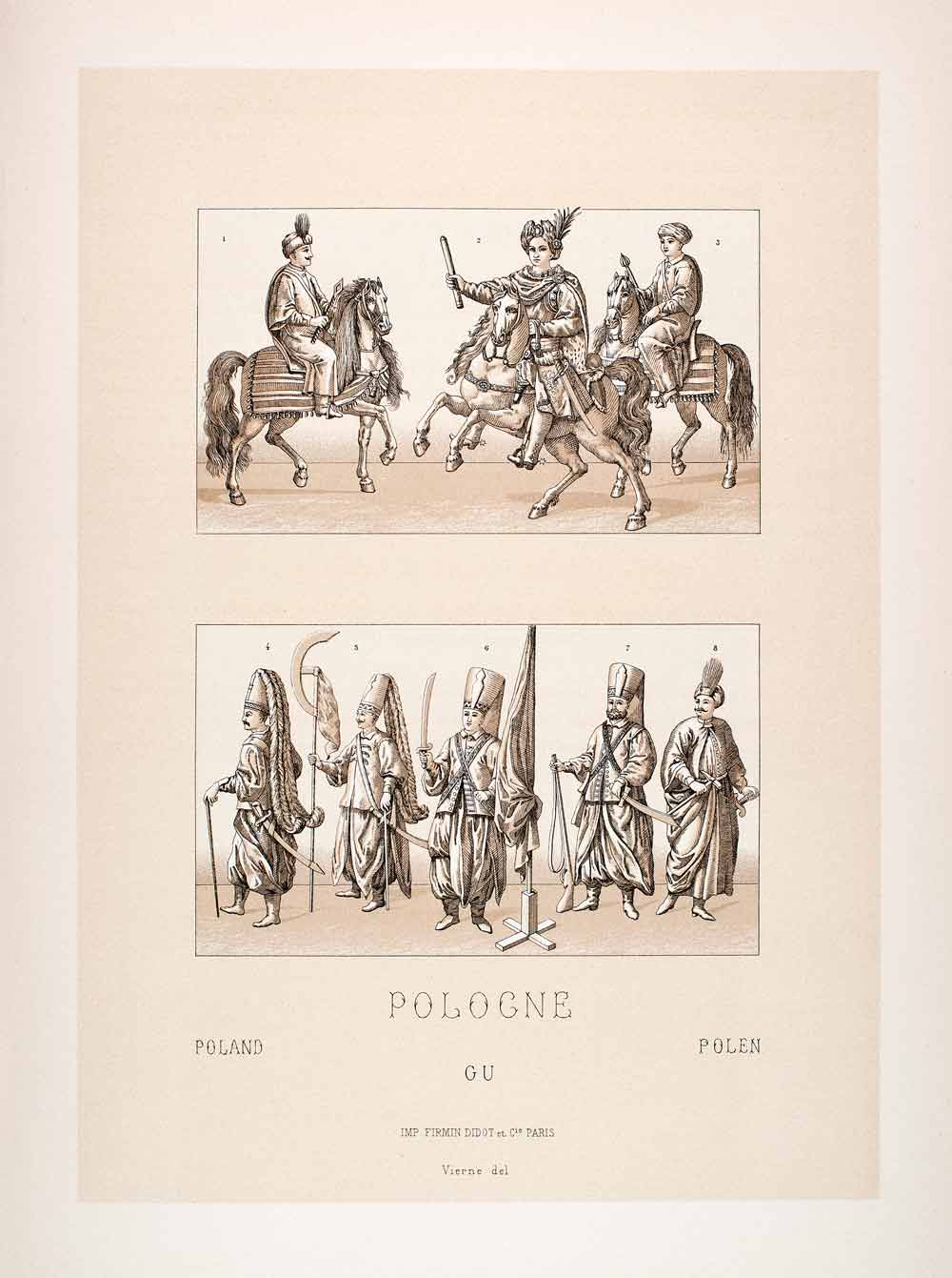 1888 Chromolithograph Poland Military Uniform Janissary Army Cavalryman LCH5