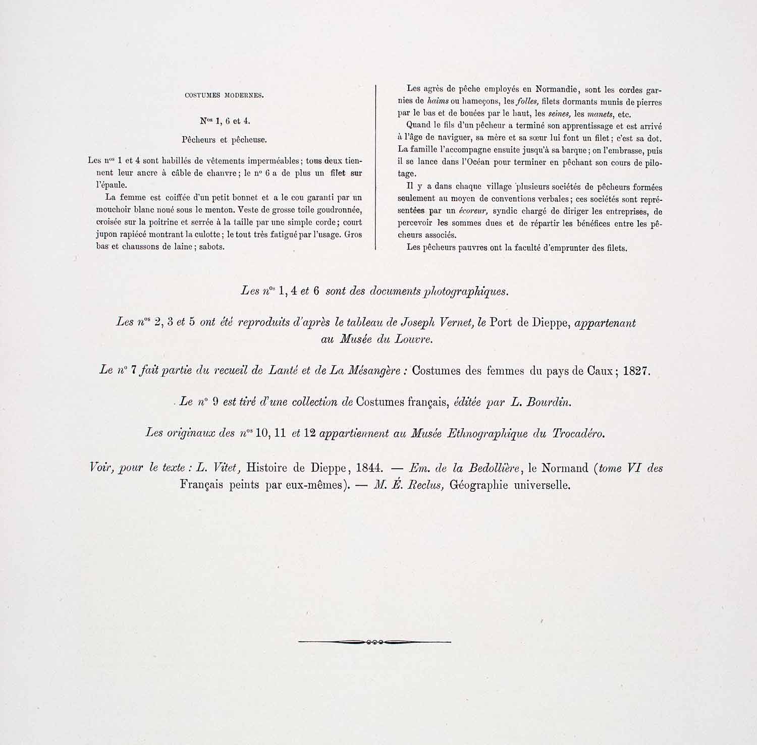 1888 Chromolithograph Costume Dieppe Polletais Fisherman Traditional La LCH5