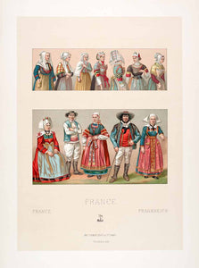 1888 Chromolithograph Costume Folk Breton Brittany 19th Century Traditional LCH5