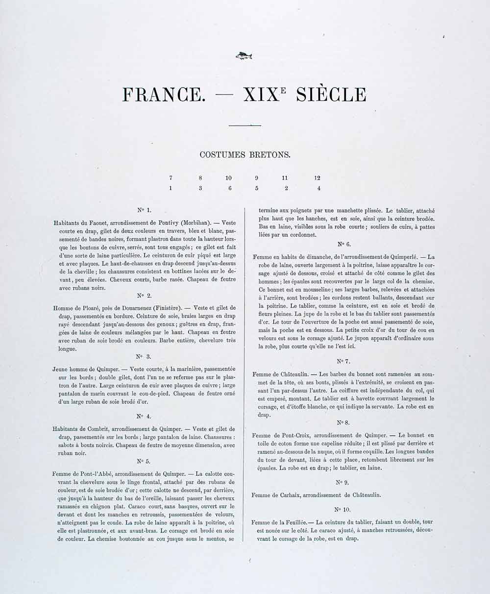 1888 Chromolithograph 19th Century Breton Brittany Folk Costume Traditional LCH5