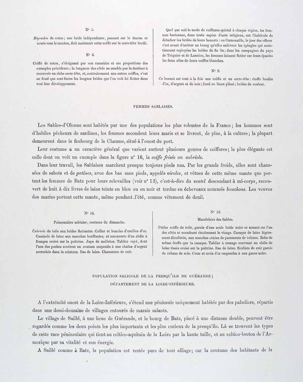 1888 Chromolithograph Bigouden Cabellou Sablaise Ventel Costume Brittany LCH5