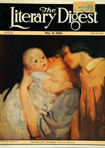 1931 Cover Literary Digest Jean MacLane Mother Children - ORIGINAL LD1