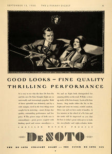 1930 Ad Vintage De Soto Six Straight Eight Automobile - ORIGINAL ADVERTISING LD1