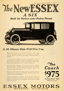 1923 Ad Vintage Essex Six Hudson Coach Touring Car - ORIGINAL ADVERTISING LD1