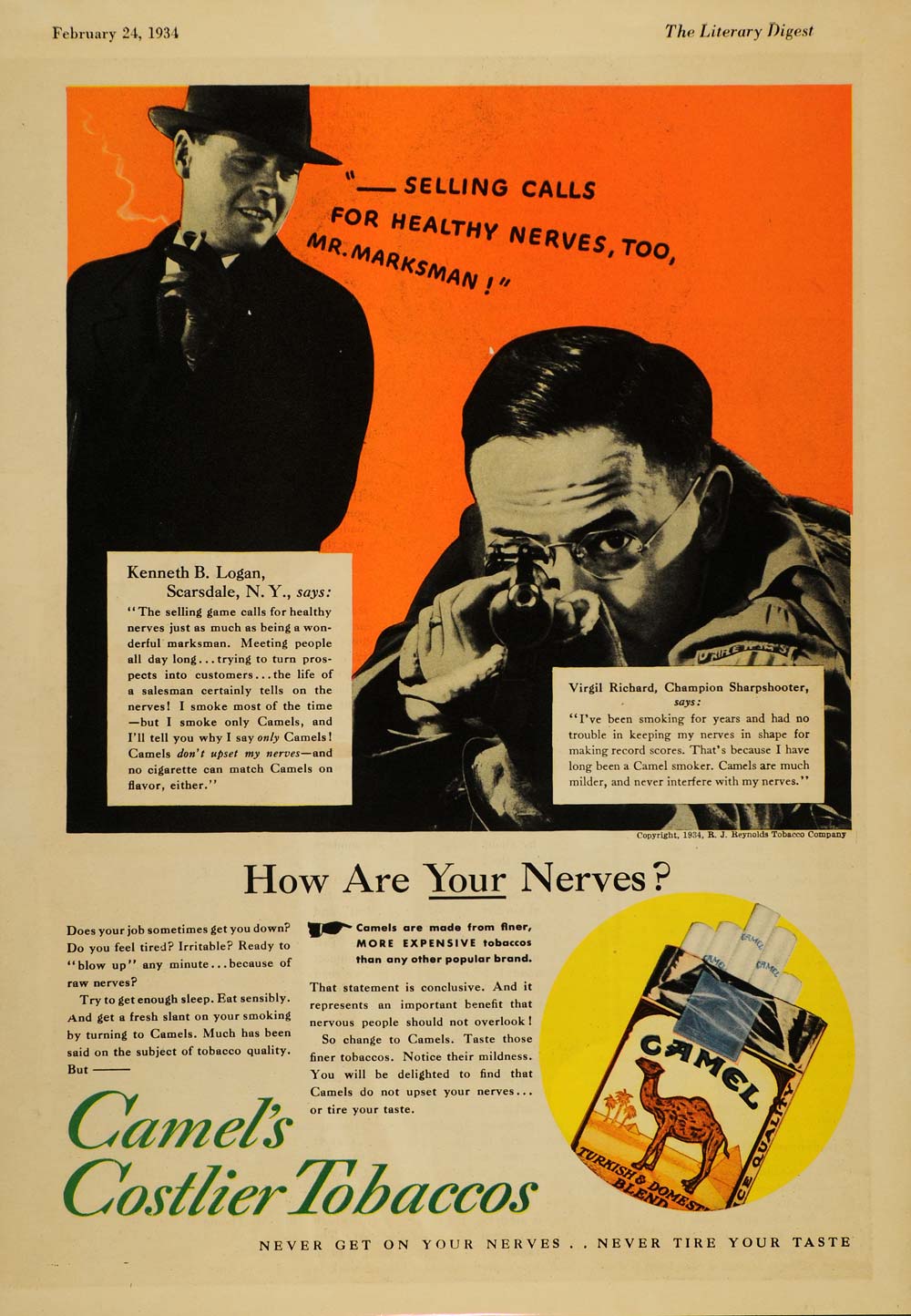 richard cigarettes 1934 Ad Camel Cigarettes Virgil Richard Sharpshooter