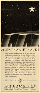 1928 Print Ad White Star Line Cruise Ship Liner Funnels - ORIGINAL LD1