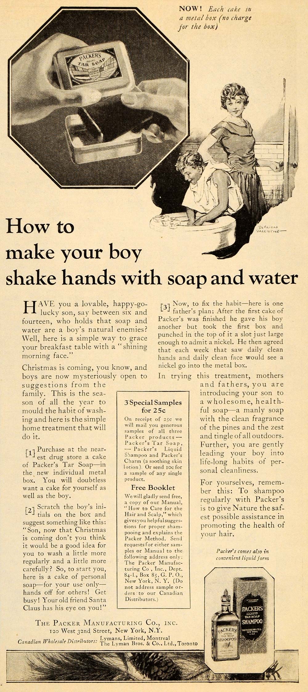 1923 Vintage Ad Packer's Tar Soap DeAlton Valentine - ORIGINAL ADVERTISING LD1