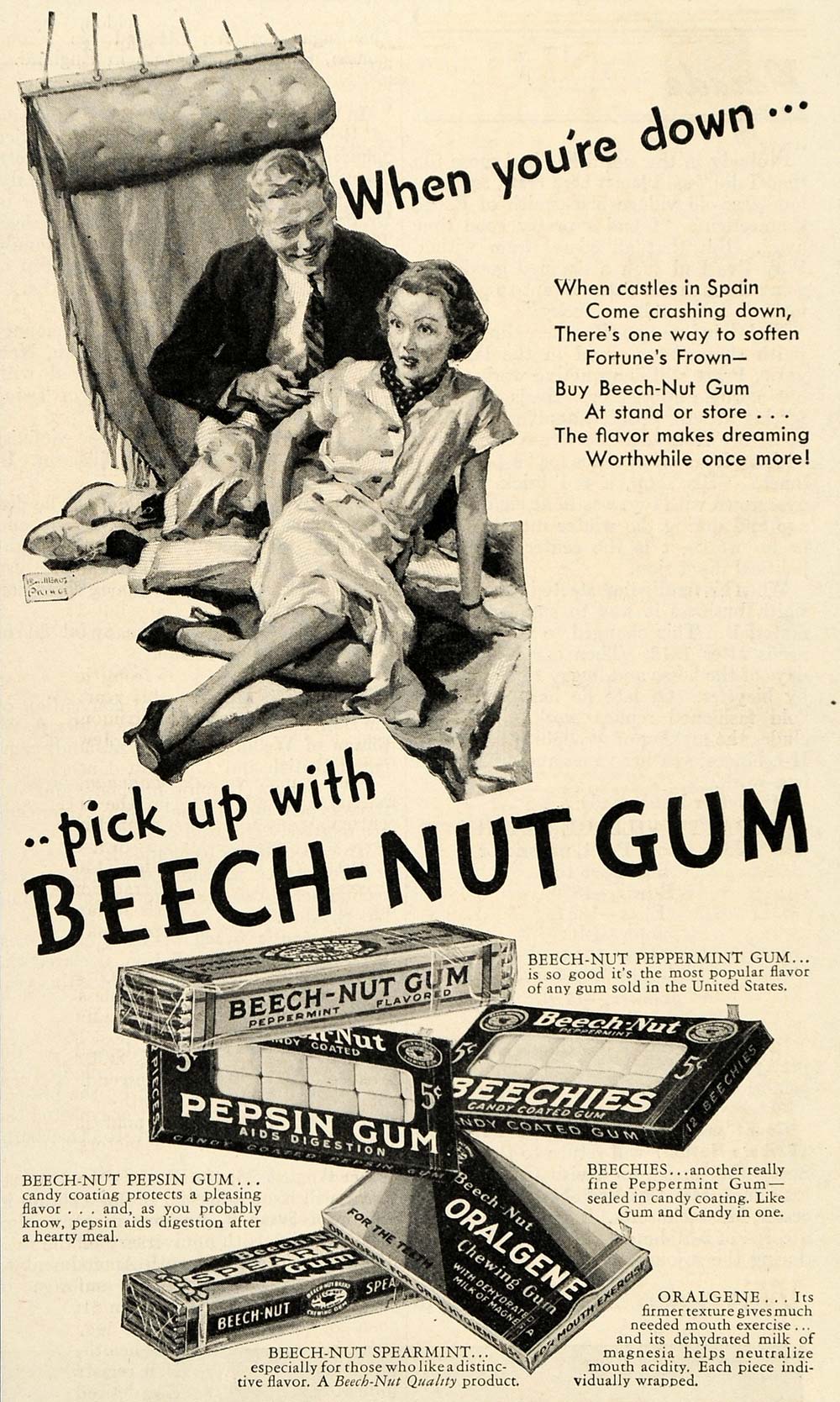 1936 Vintage Ad Beech-Nut Gum Pepsin Beechies Oralgene - ORIGINAL LD1