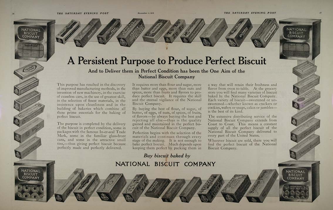 1912 Double Page Ad Nabisco National Biscuit Company - ORIGINAL ADVERTISING LF1