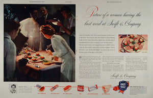 1947 Double Page Ad Swift Meats Prem Ham Martha Logan - ORIGINAL ADVERTISING LF1