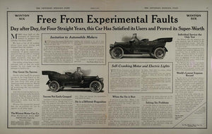 1911 Vintage Double Page Ad Winton Six Antique Car Auto - ORIGINAL LF1