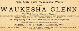 1885 Ad Drinking Spring Water Waukesha Glenn Wisconsin - ORIGINAL LF2