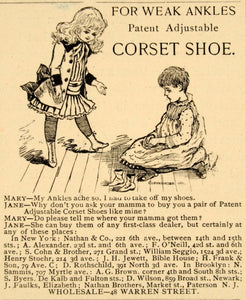 1885 Ad Corset Shoes Weak Ankles Mary Jane Girls Dress - ORIGINAL LF2