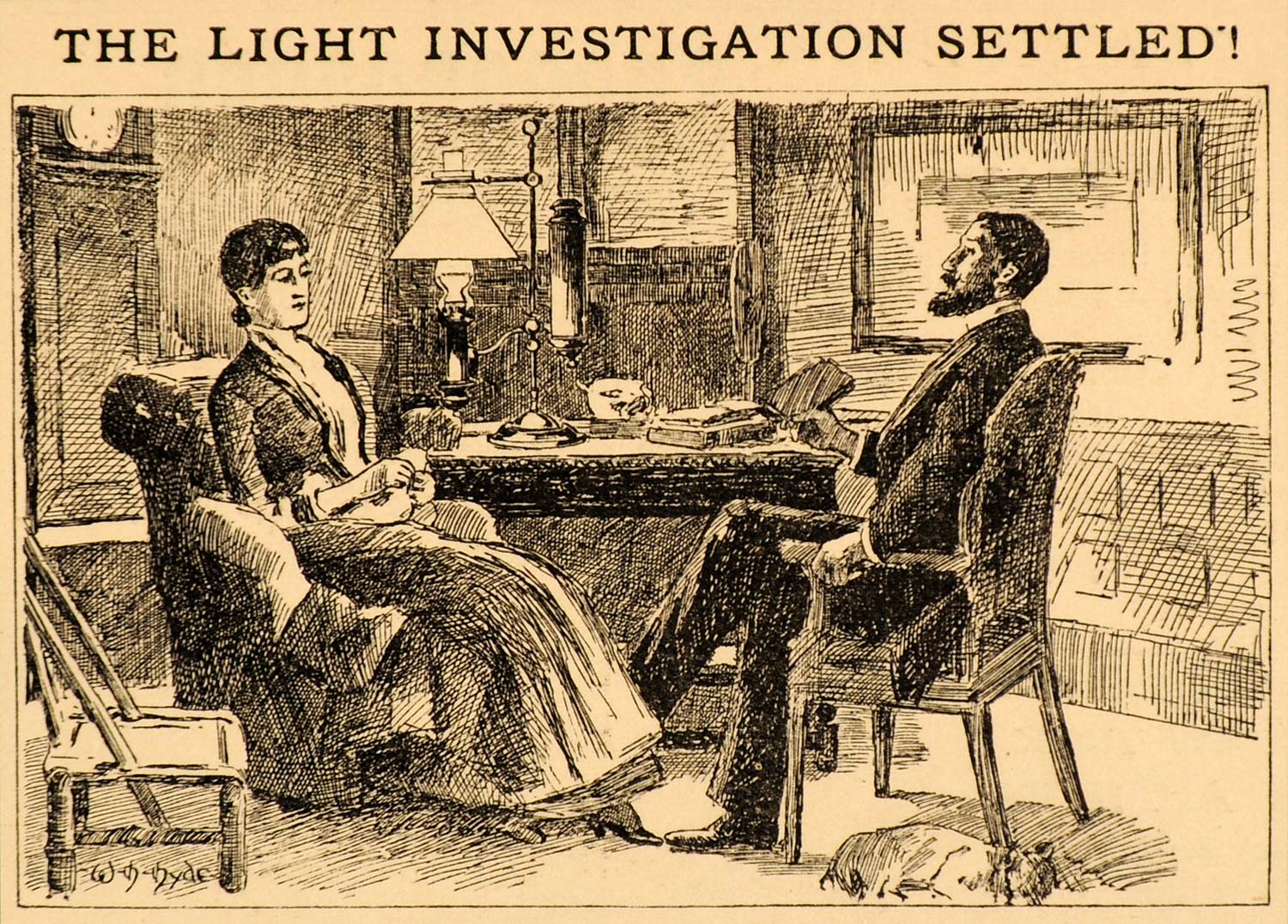 1885 Print Light Investigation Festivus Victorian Tale ORIGINAL HISTORIC LF2