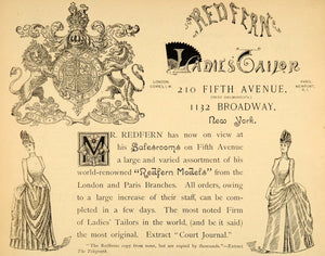 1885 Ad Redfern Clothing Tailor Ladies Dresses Gowns NY - ORIGINAL LF2