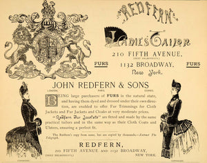 1885 Ad John Redfern Furs Ladies Tailor Clothing Store - ORIGINAL LF2