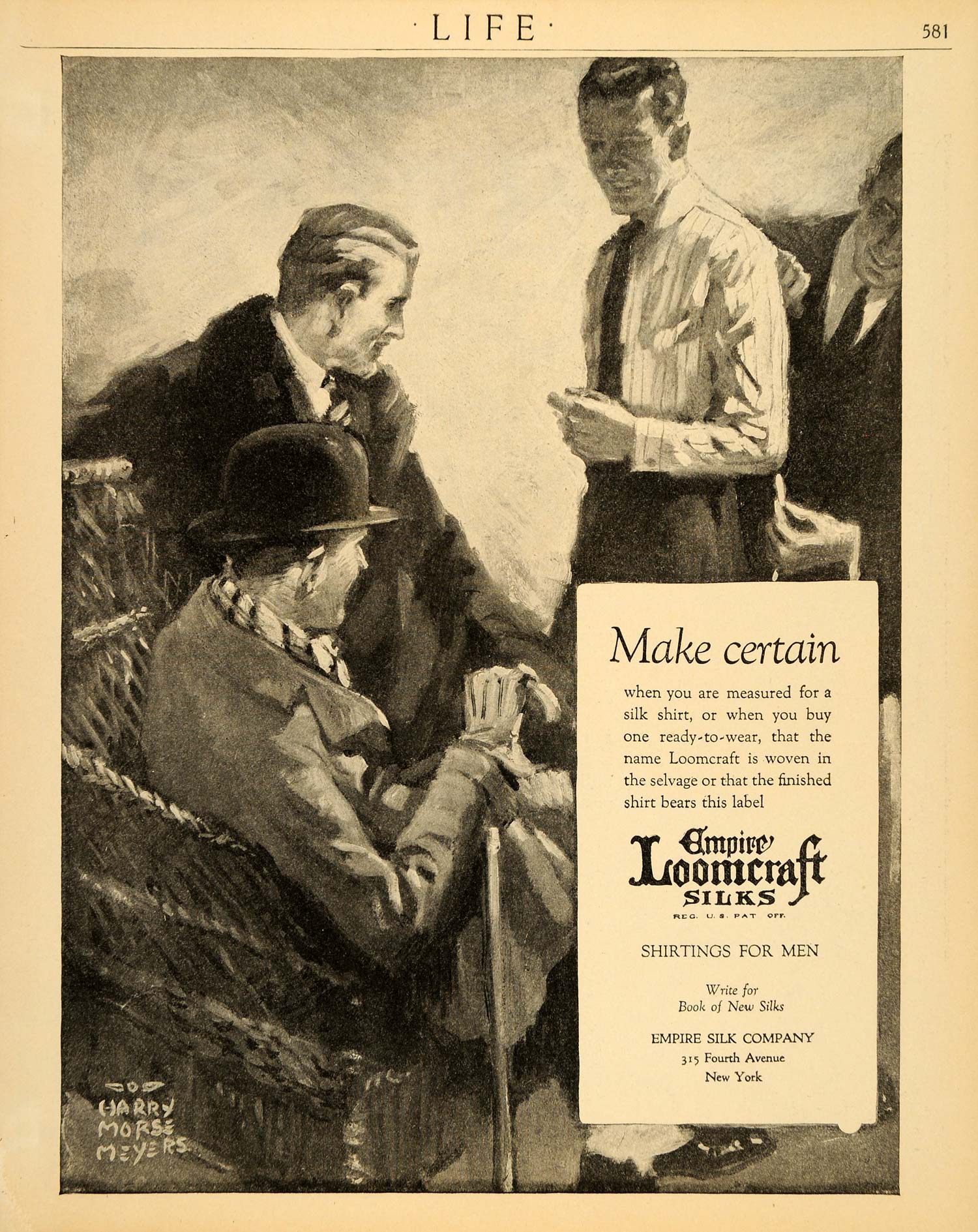 1920 Ad Loomcraft Empire Silk Shirts Men Label Meyers - ORIGINAL ADVERTISING LF2