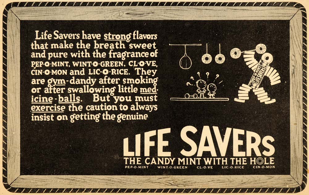 1920 Ad Life Savers Candy Strong Mint Boxing Gymnasium - ORIGINAL LF2