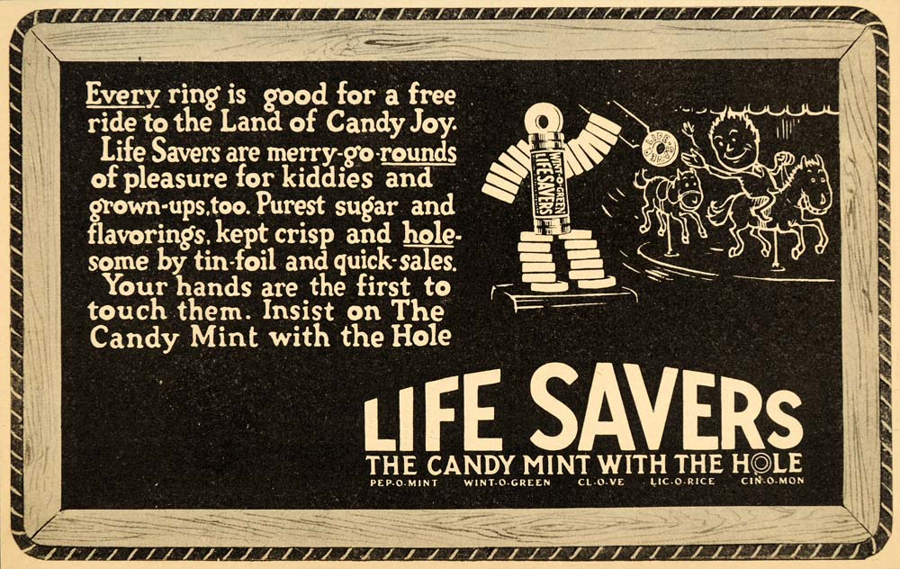 1920 Ad Life Savers Candy Carousel Kids Mint Ring Sugar - ORIGINAL LF2