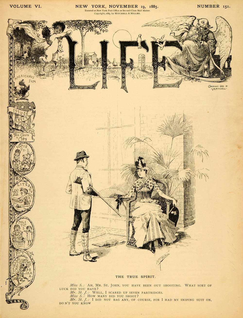 1885 Cover LIFE Hunting Sniping Suit Partridge Gun Shot - ORIGINAL LF2
