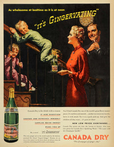 1937 Ad Canada Dry Ginger Ale Pale Champagne Family Art - ORIGINAL LF3